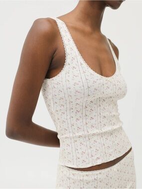 Cou Cou scoop pointelle tank in English rose